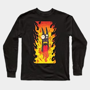Yes its Hot! Demon Doberman in Hell Comic Horror Art Funny Long Sleeve T-Shirt